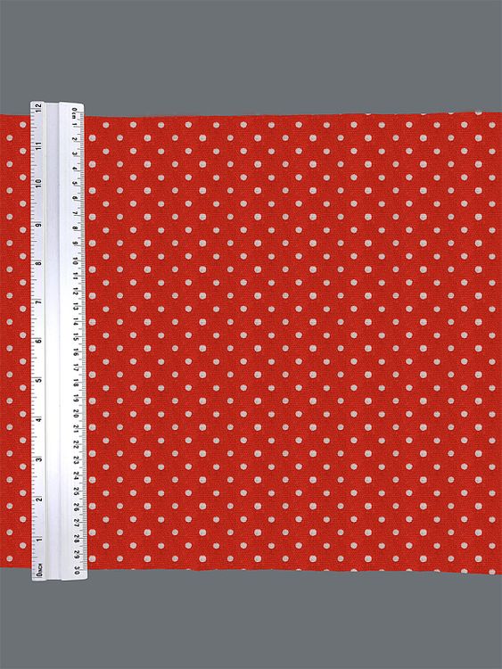 Ткань льняная, 1 м x 150 см, 140 г/м², цвет: красный, белый горошек, TBY — картинка 6