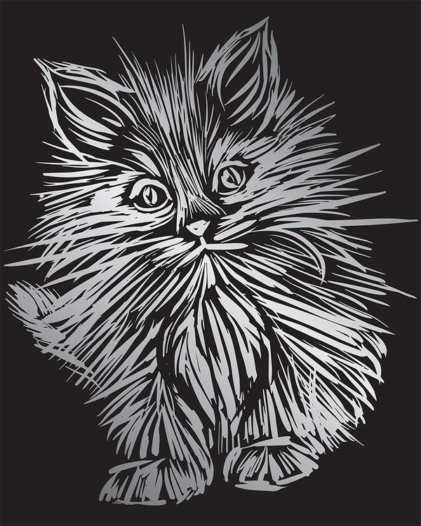 Набор для творчества «Гравюра. Пушистый котенок», серебро, 20x25,5 см, Hobbius