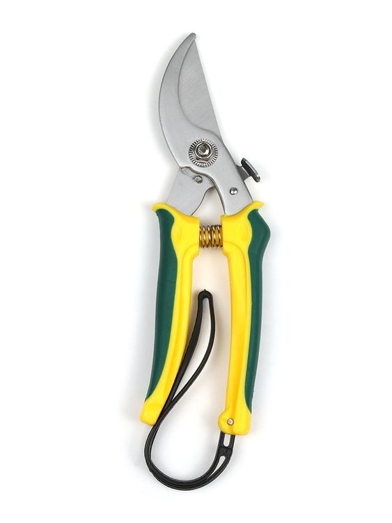 Секатор Maxwell изогнутое лезвие, 60/200 мм, ручки желто-зеленый пластик — картинка 3