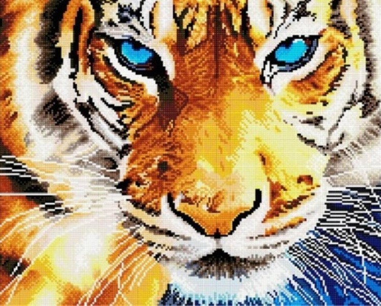 Алмазная вышивка «Голубоглазый тигр»