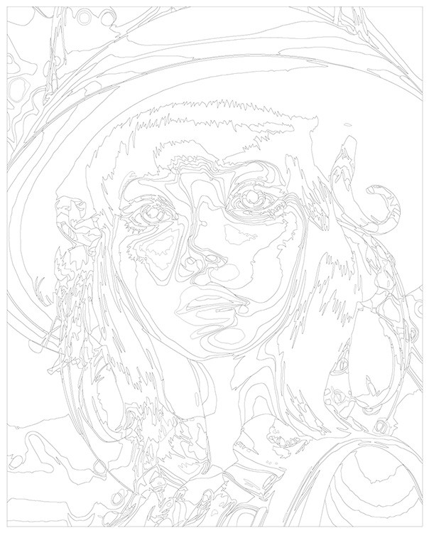 Картина по номерам «Девушка в круглой шляпе-каске» — картинка 3