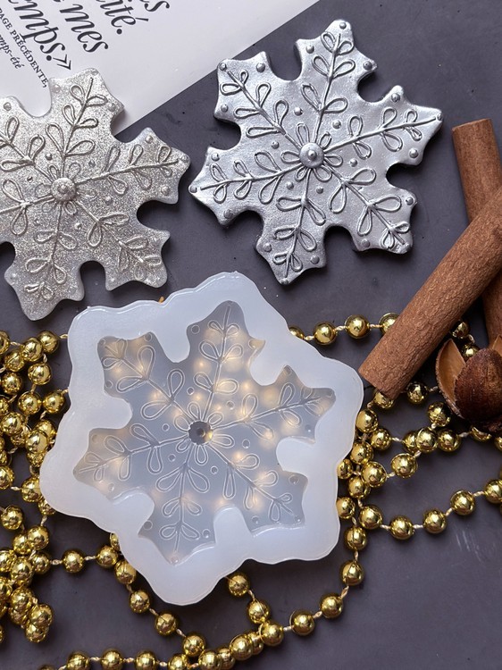 Силиконовый молд - Снежинка, 10x8,5см, 1 шт. — картинка 3
