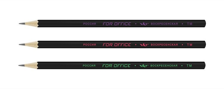 Набор графитных карандашей ВКФ «For Office» черные матовые ОПП ТМ (HB), 3 шт. — картинка 2