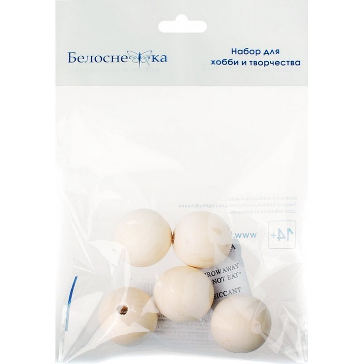 Бусины дерево, d 30 мм, 5 шт. — картинка 3