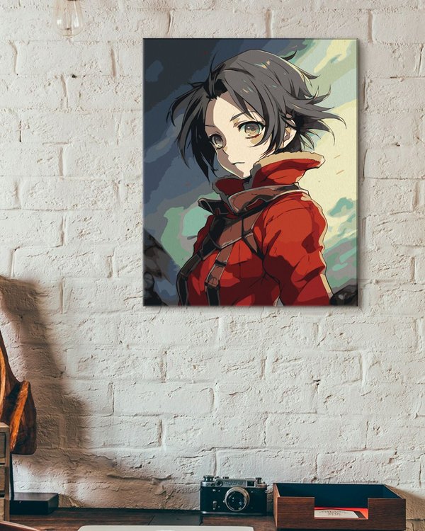 Картина по номерам «Девочка воительница в стиле аниме» — картинка 3