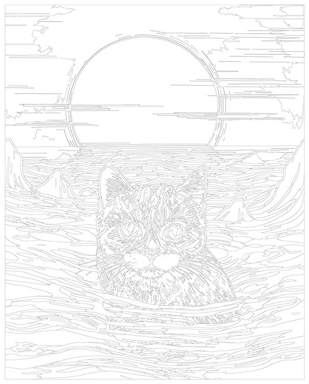 Картина по номерам «Красный кот в море под солнцем» — картинка 3