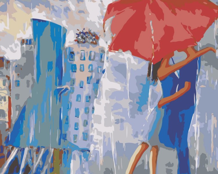 Картина по номерам «Поцелуй под зонтом»