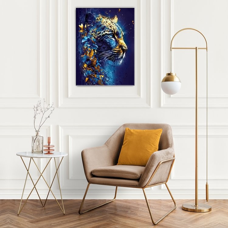 Картина по номерам с поталью «Неоновый леопард» — картинка 7