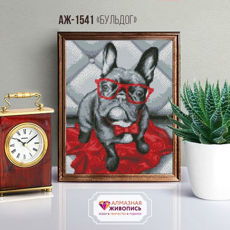Алмазная вышивка «Бульдог-стиляга» — картинка 2