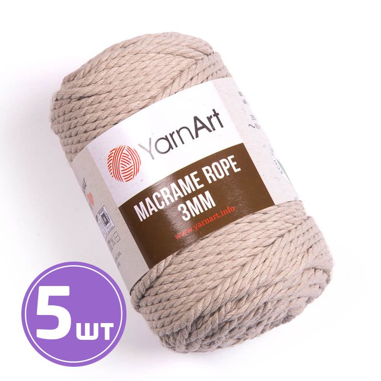 Пряжа YarnArt Macrame rope 3 мм (753), жемчуг, 5 шт. по 250 г