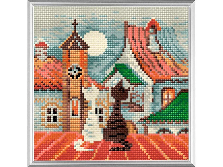 Алмазная вышивка «Город и кошки. Весна» — картинка 2