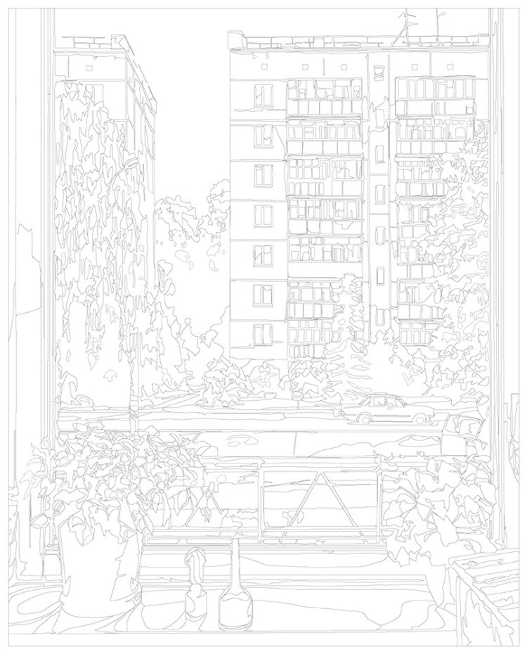 Картина по номерам Дома панельки родные лето за окном — картинка 3