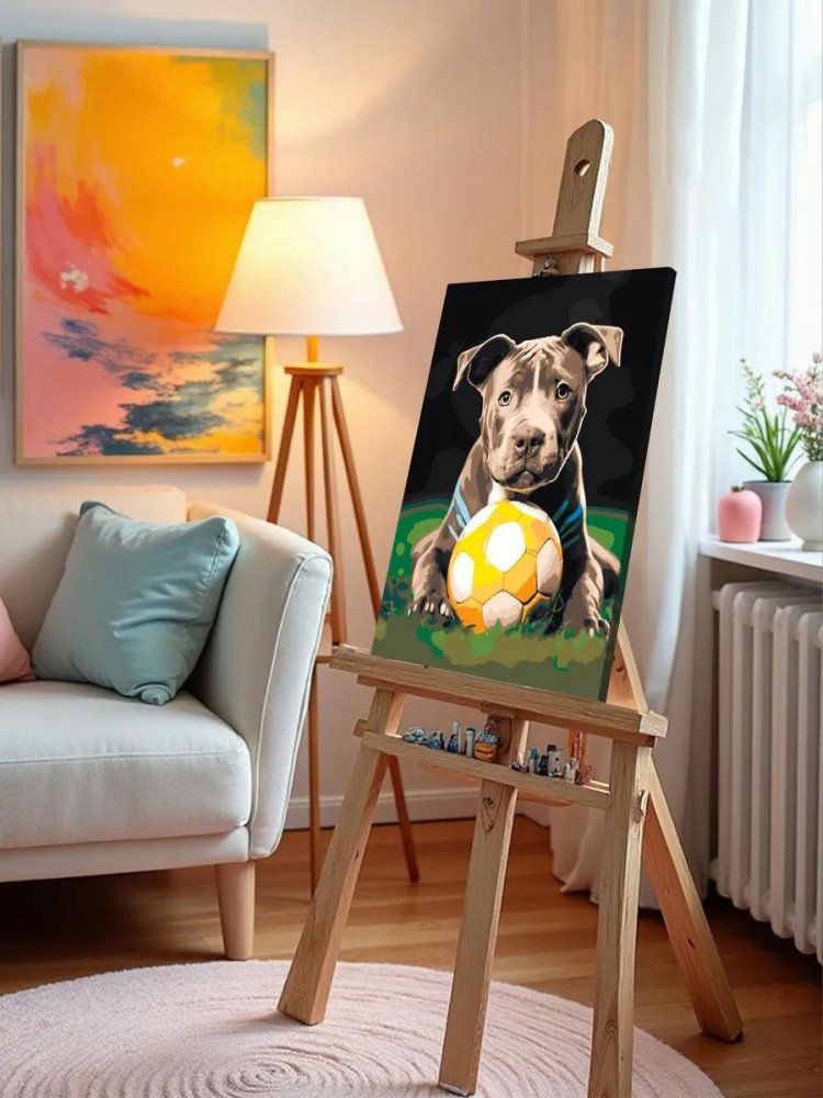 Картина по номерам «Собака Стаффорд (Стаффордширский терьер) щенок» — картинка 10