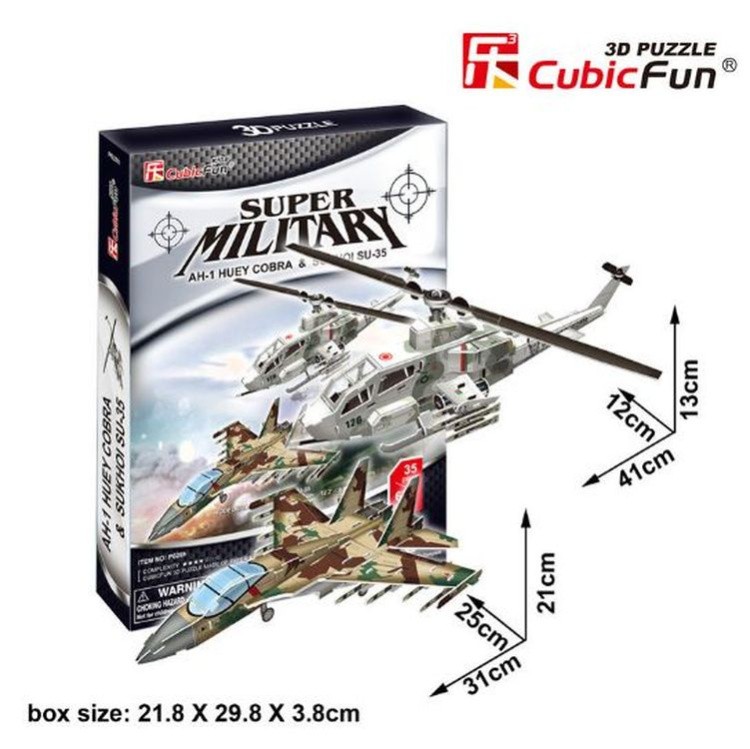 3D-пазл CubicFun 2в1 Истребитель СУ-35 и Вертолет AH-1 Кобра — картинка 6