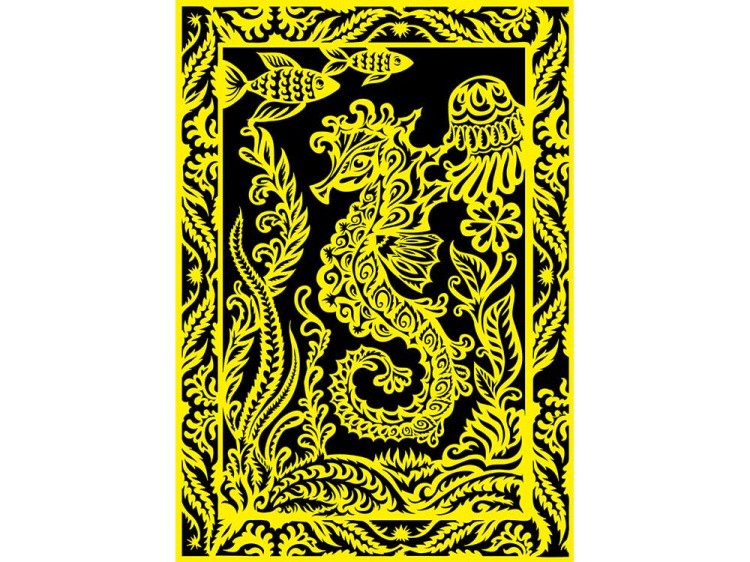 Вытынанка «Морской конек» (желтый) — картинка 2