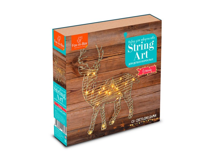 Набор для творчества STRING ART «Олень» (с гирляндой) — картинка 2