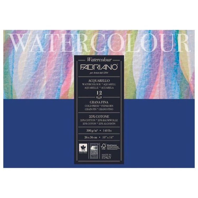 Альбом для акварели «Watercolour» 26х36 см, 12 листов, среднезернистая