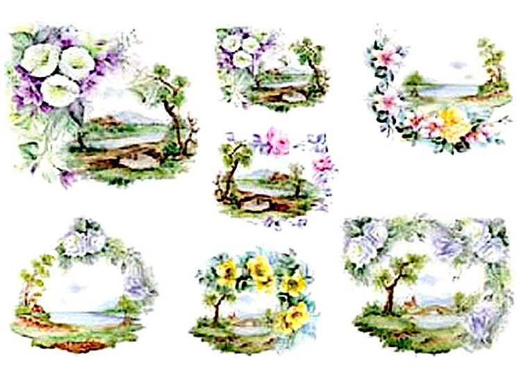 Бумага рисовая Carta di Riso «Пейзажи в цветах», 50x70  см