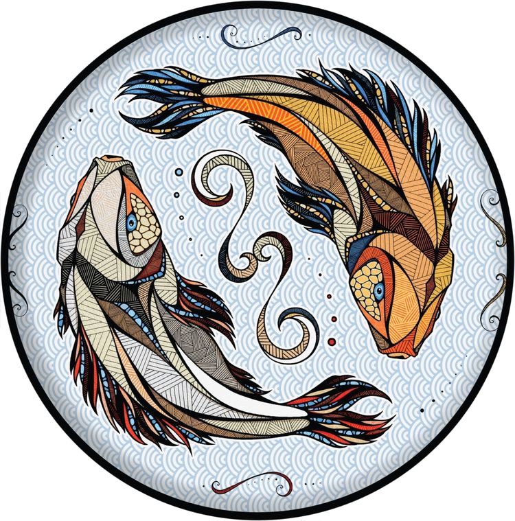 Деревянный, фигурный пазл EWA «Карпы Кои (Рыбы) L», 40x40 см — картинка 2