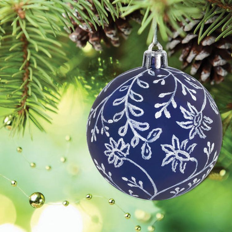 Шары елочные с узором «Гжель», набор 4 шт., пластик, 6 см — картинка 8