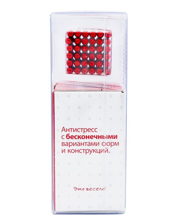 Головоломка магнитная Magnetic Cube, красный, 216 шариков, 5 мм (Неокуб) — картинка 4