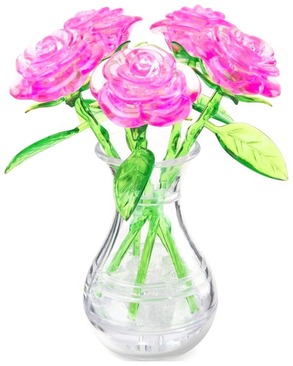 3D Головоломка «Букет в вазе розовый», Crystal Puzzle