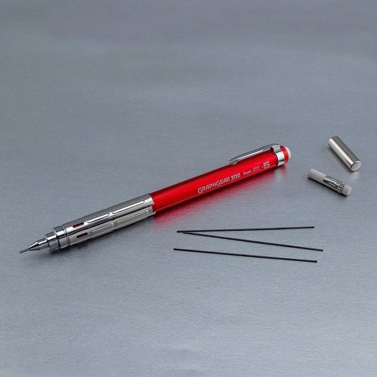 Карандаш Pentel автоматический GraphGear 300, 0.5 мм, красный корпус — картинка 7
