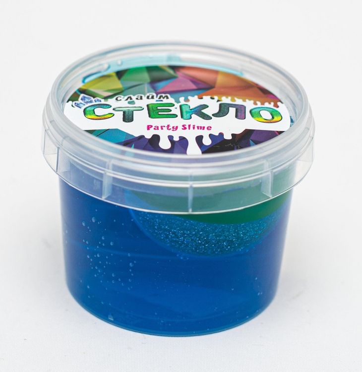 Слайм Стекло синий с капсулой серебро внутри, 90 гр
 — картинка 2