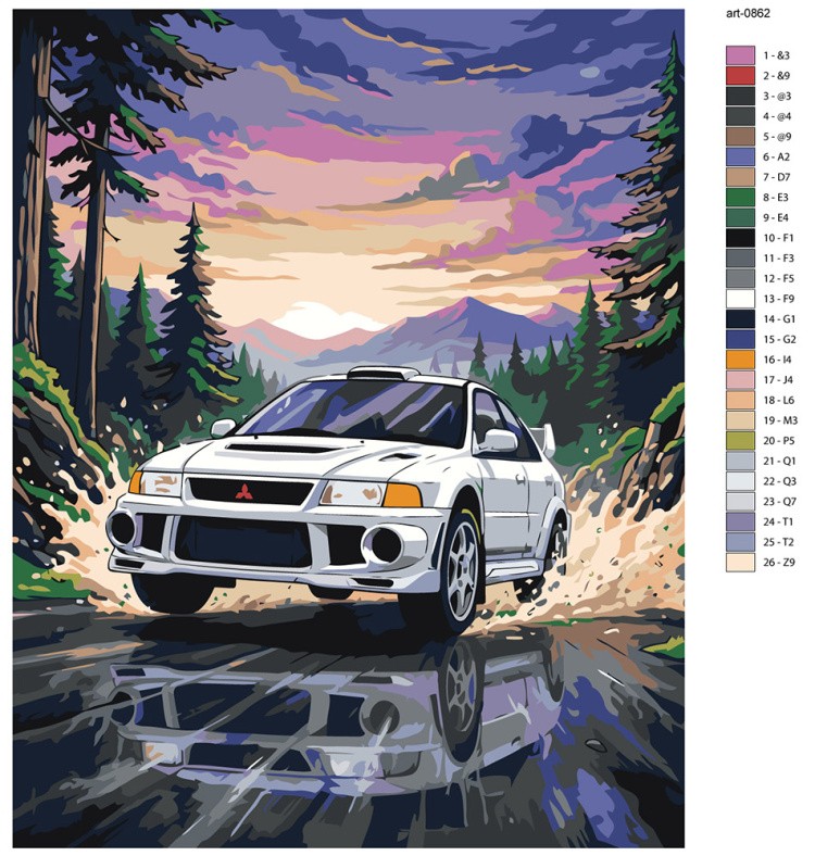 Картина по номерам Машина Mitsubishi Митсубиси лансер 6 — картинка 2