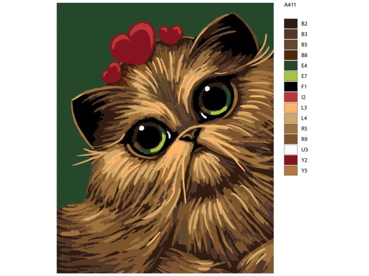 Картина по номерам «Кошка в сердцах» — картинка 2