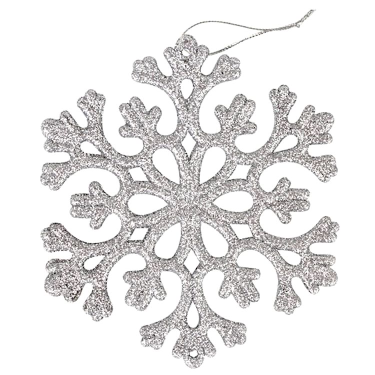 Украшение елочное подвесное «Снежинка серебристая», 6 шт., 12 см, глиттер — картинка 4