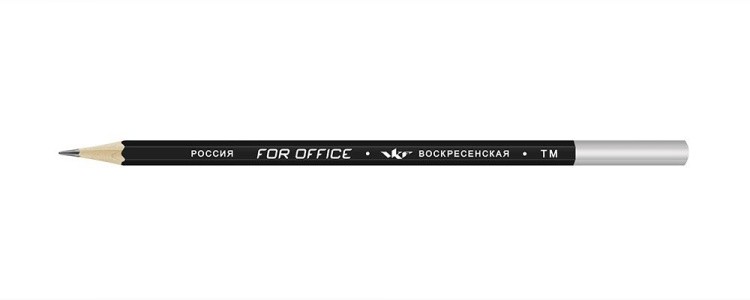 Карандаш графитный  ВКФ «For Office» черный матовый с дипом ТМ (HB), серебро