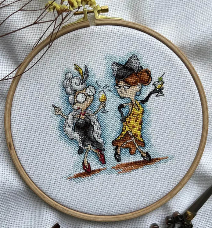 Набор для вышивания «Бабушки на вечеринке» — картинка 5