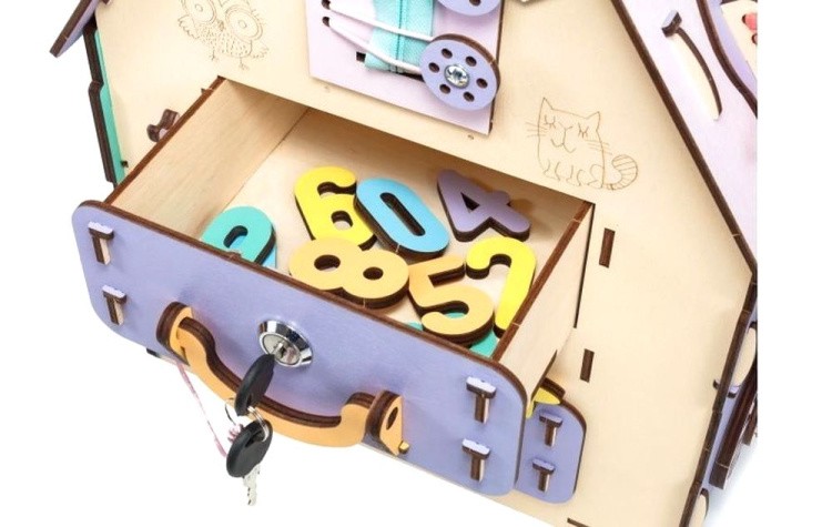 Бизиборд деревянный, развивающий «Домик», EWA — картинка 10