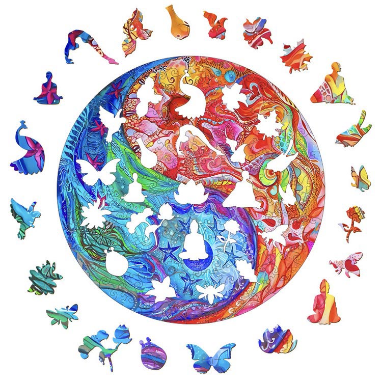 Деревянные пазлы «Разноцветный Инь-Ян XL», Woodbests — картинка 2