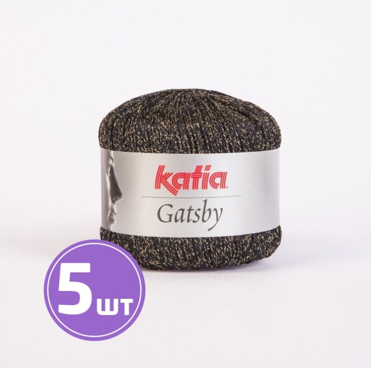 Пряжа Katia Gatsby (88503), черный-золото, 5 шт. по 50 г