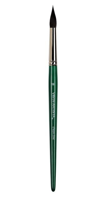 Кисть Green Line №16, имитация белки, круглая, короткая ручка, Vista-Artista