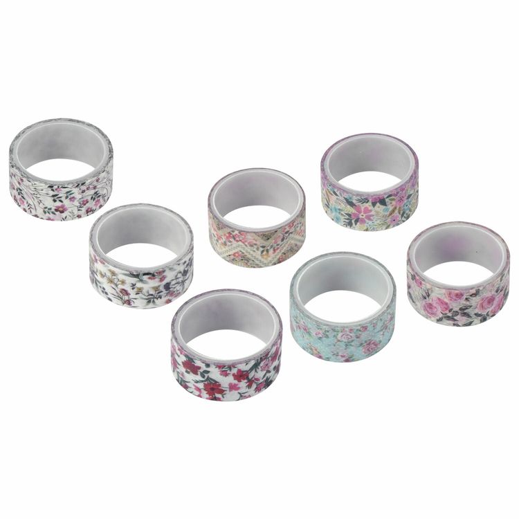 Клейкие WASHI-ленты для декора «Цветочный микс», 7 цветов, 15 мм х 3 м — картинка 3