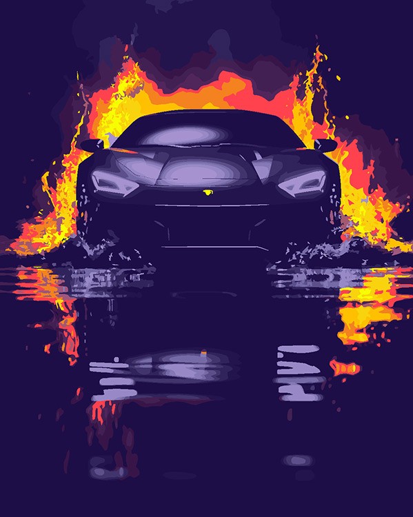 Картина по номерам, светящаяся в темноте «Машина в неоне» — картинка 3