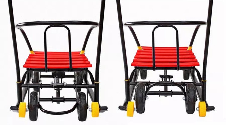 Санки детские Snow Black Auto красные рейки с колесами — картинка 15