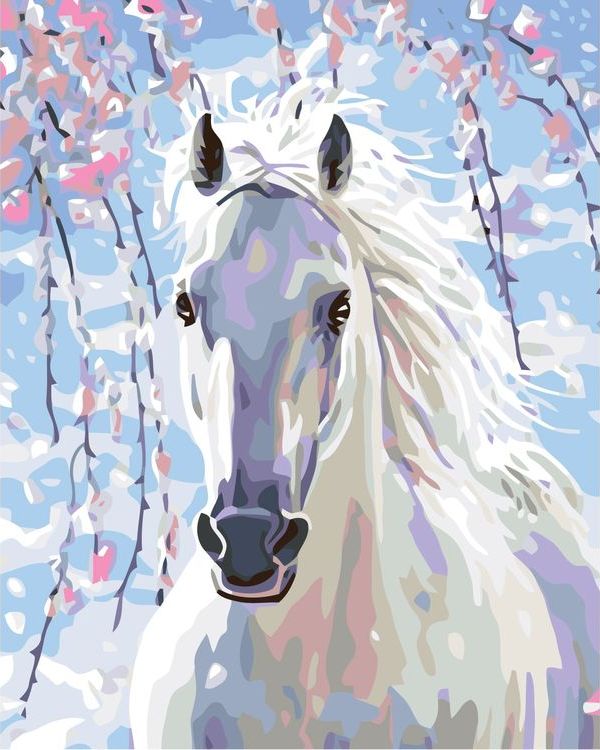 Картина по номерам «Белая лошадь»
