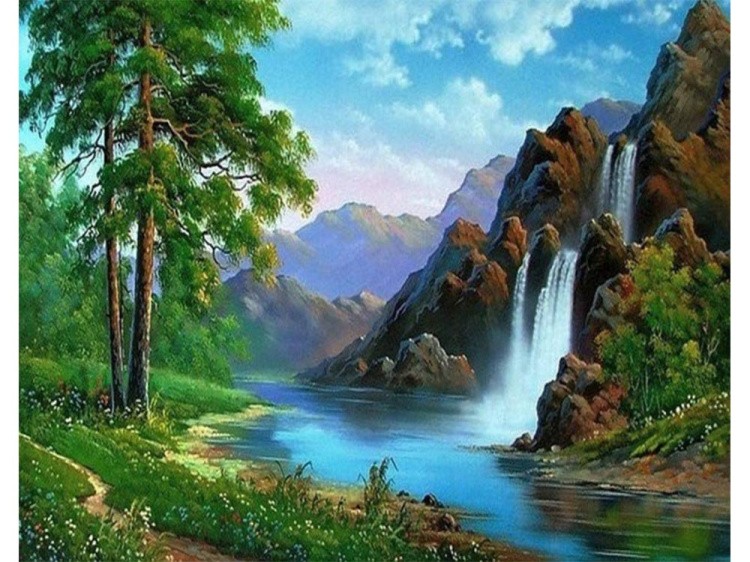 Картина по номерам «Горный водопад» — картинка 2