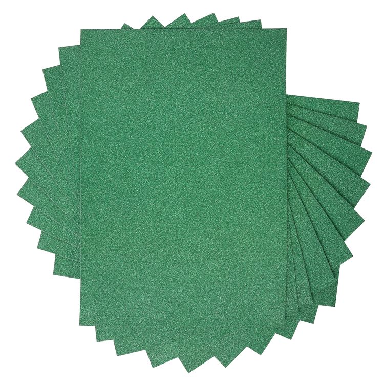 Бумага цветная, глиттерная, 250 г/м2, А4 (21х29,7 см), 10 шт., цвет: зеленый, Vista-Artista — картинка 2