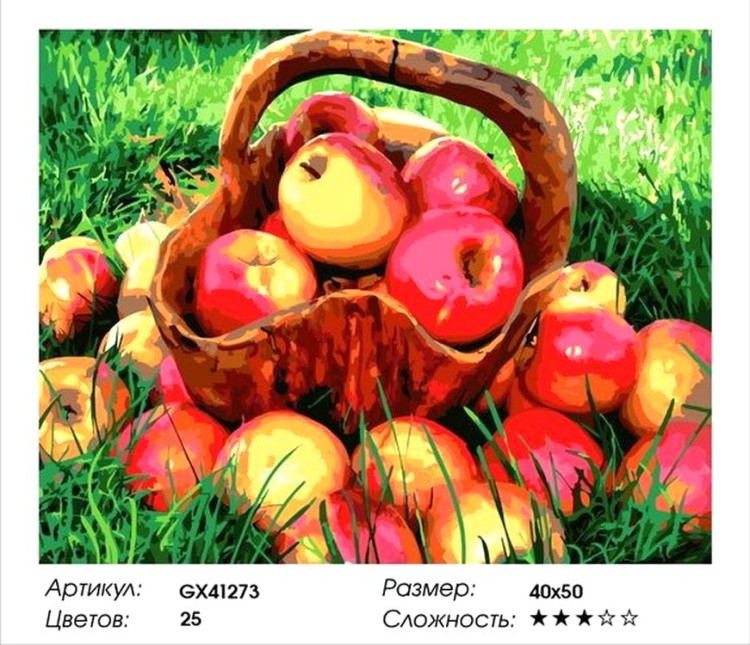 Картина по номерам «Корзина яблок» — картинка 2