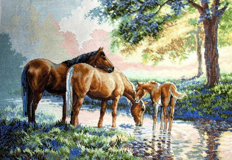 Набор для вышивания «Скакуны на водопое» — картинка 6