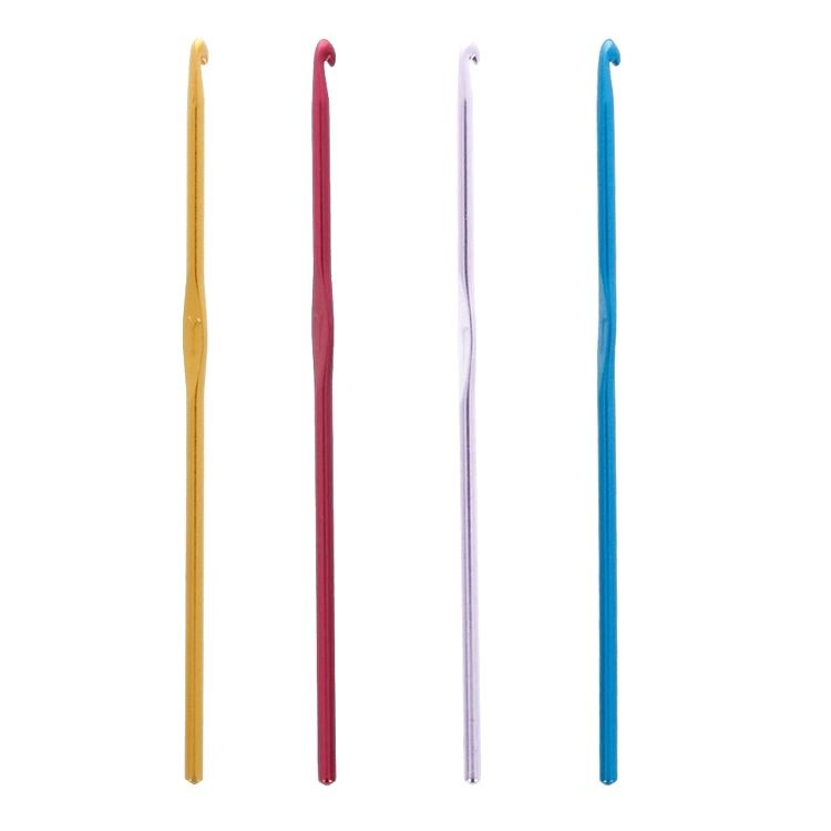 Крючок для вязания желтый, металл, 4 мм, 15 см, Gamma — картинка 3