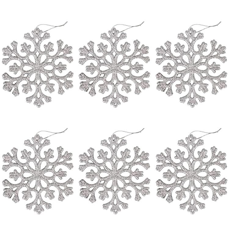 Украшение елочное подвесное «Снежинка серебристая», 6 шт., 12 см, глиттер — картинка 3