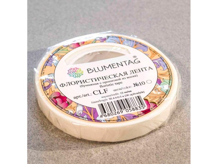 Флористическая лента CLF цвет: 10 белый 27.4 м, Blumentag — картинка 3
