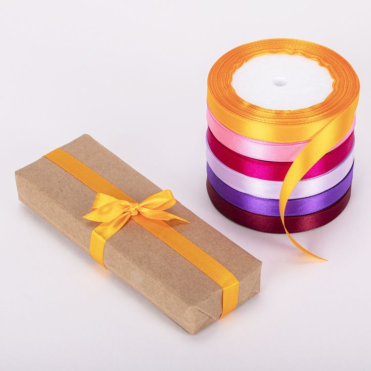 Лента атласная, ширина 12 мм, набор №2, 6 цветов по 23 м — картинка 4