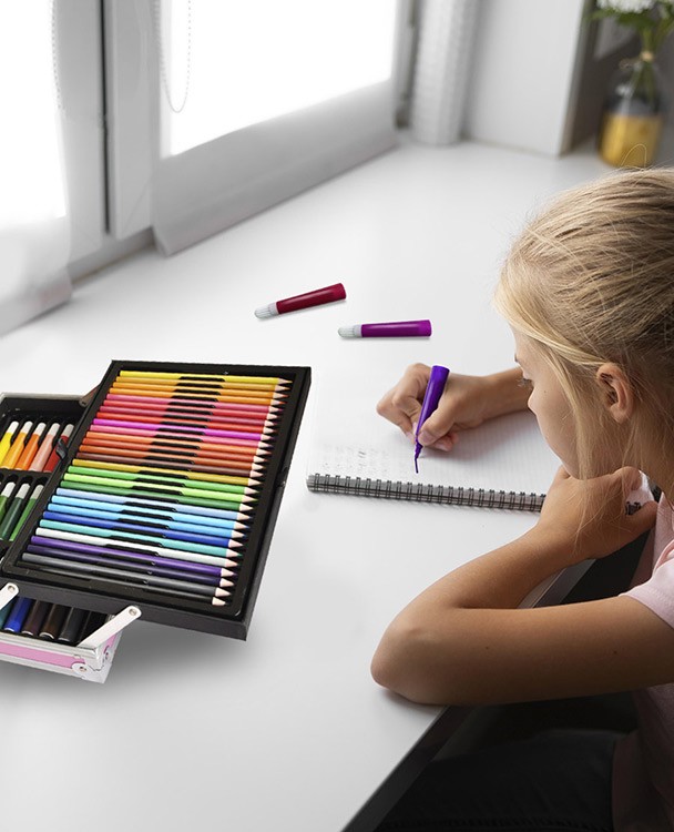 Чемодан творчества розовый 145 предметов — картинка 4